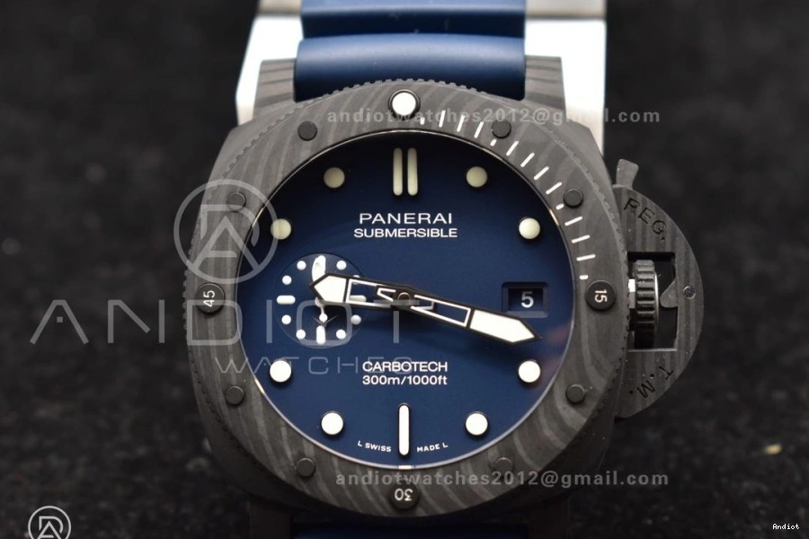 Blue Blue SBF Dial P900 Rubber Best on Carbotech W Strap 1:1 Edition PAM1232 0406